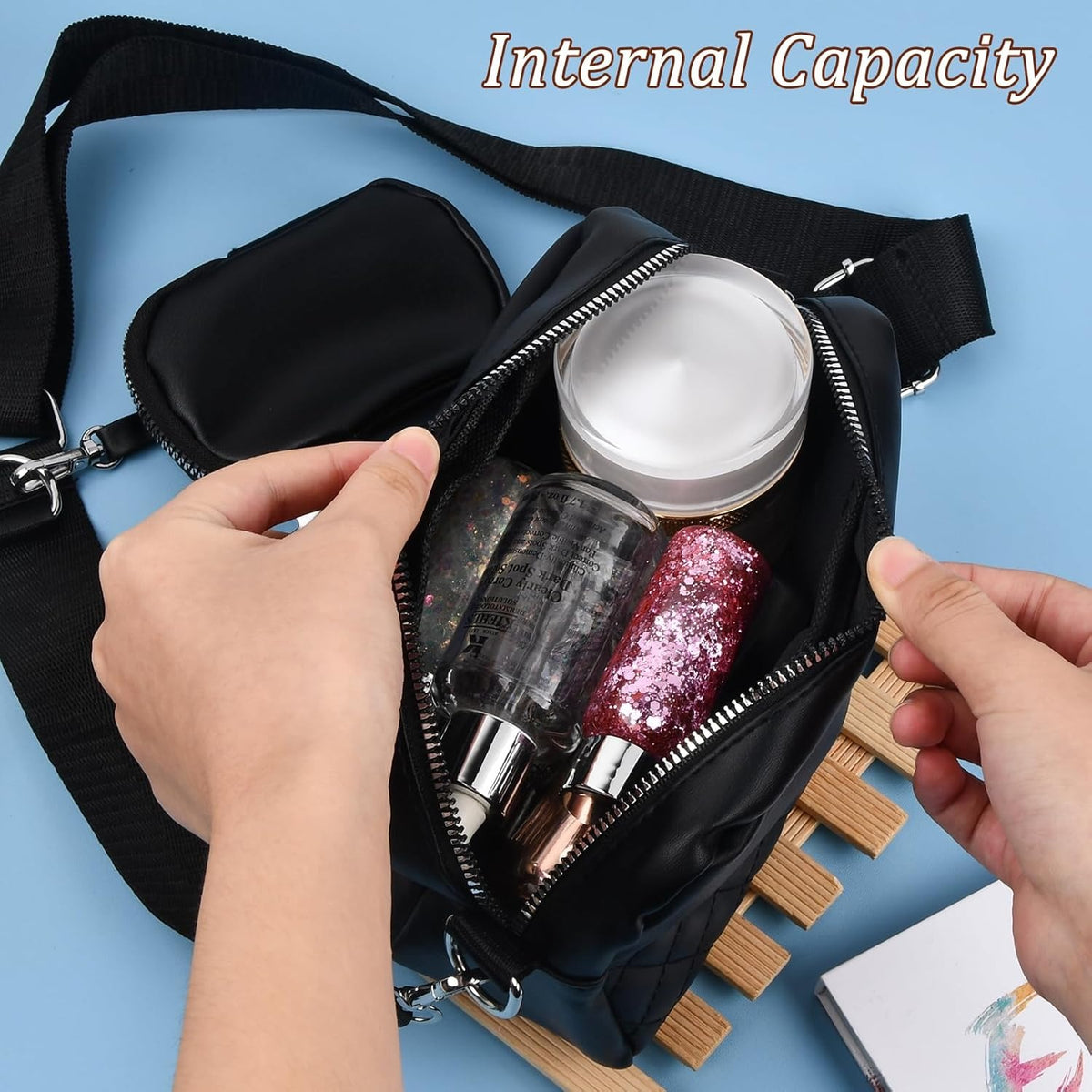 Stylish Girl's Convertible Crossbody Bag - Fashion Handbags for Ladies PU Leather Polyester Waterproof Shoulder Bags With Change Purse Trending Travel Crossbody Bag - 1 Pc, Black PU Leather