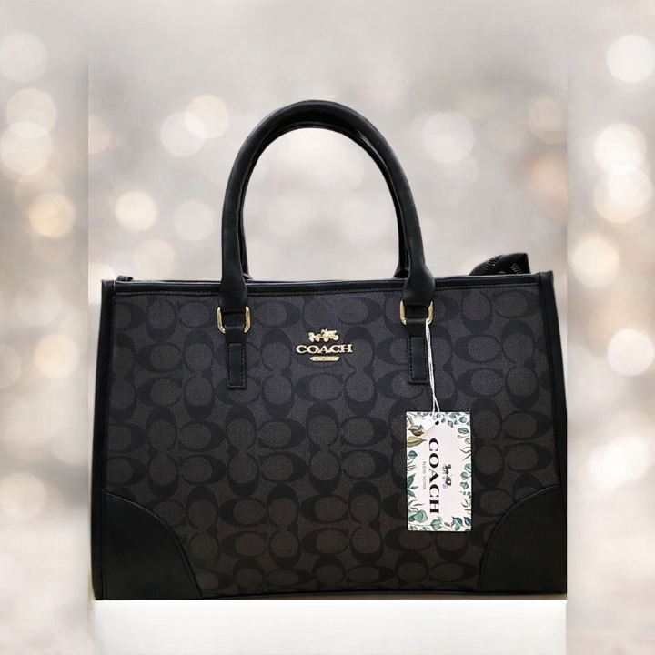 Coach Signature Print Tote Bag for Women with Double Top Handles and Spacious Everyday Carry Design - Beige Rs 3,123