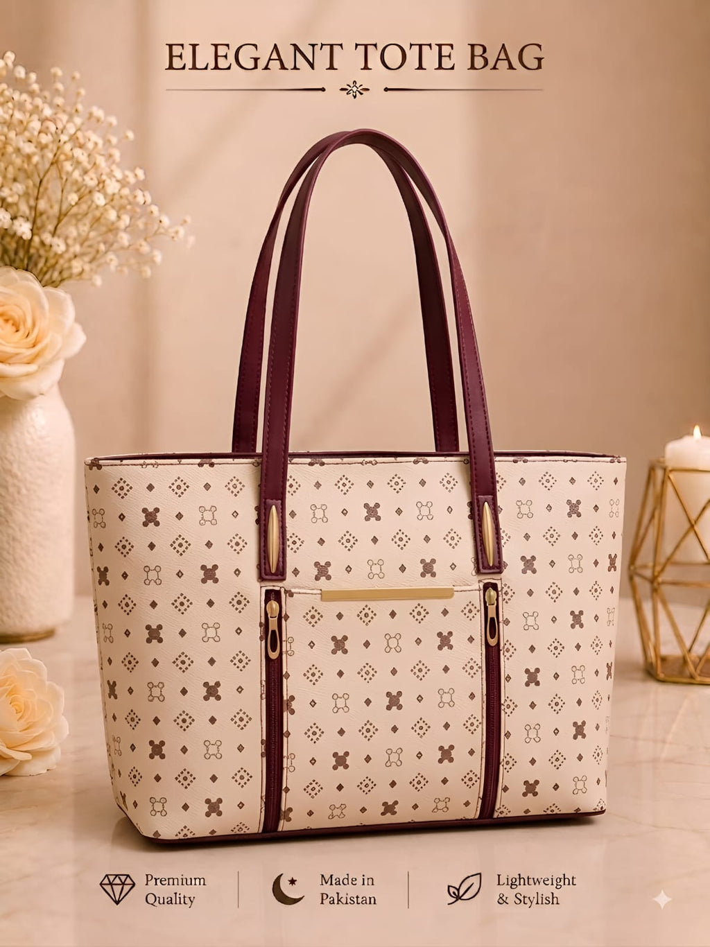 Pattern Tote Bag Stylish Durable Spacious Fashion Accessory Practical Choice For Daily Use Office College And Casual Outings | Black
