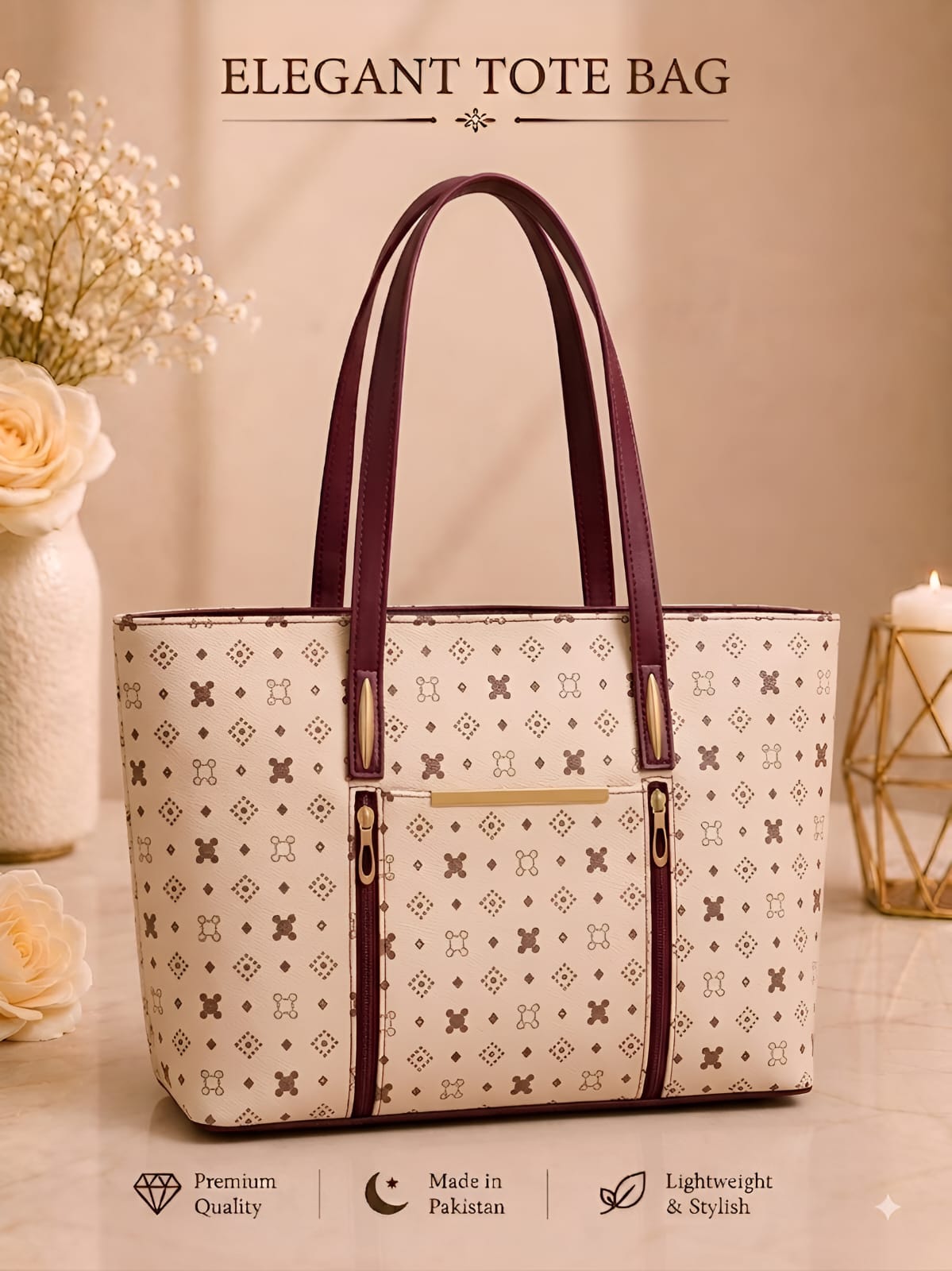 Pattern Tote Bag Stylish Durable Spacious Fashion Accessory Practical Choice For Daily Use Office College And Casual Outings | Black