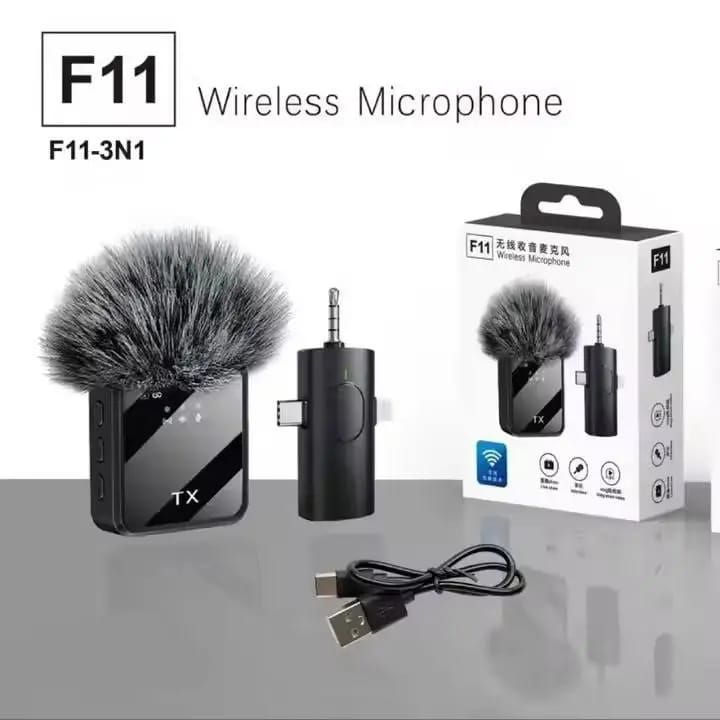 🎙️ F11 Dual Wireless Lavalier Microphone – 3-in-1 Universal Receiver