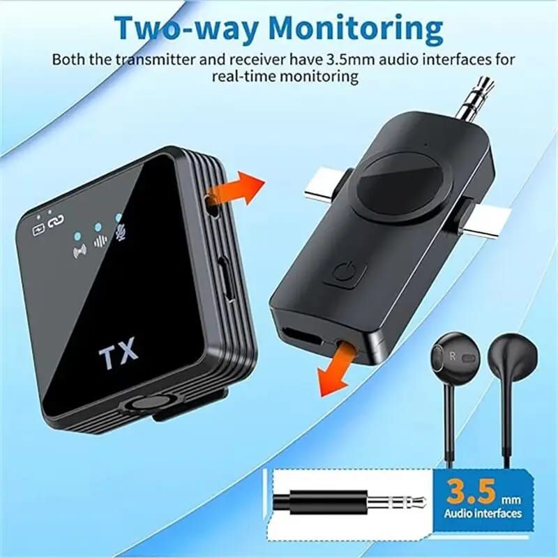 🎙️ F11 Dual Wireless Lavalier Microphone – 3-in-1 Universal Receiver