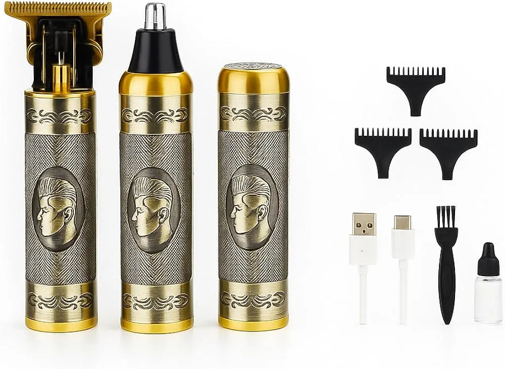 Professional 3-in-1 Men’s Grooming Kit – Gold Metal Edition